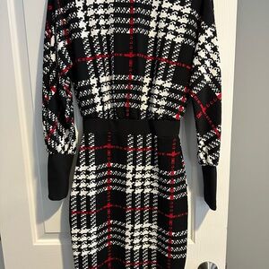 SHEIN Stylish Black and White Plaid Dress